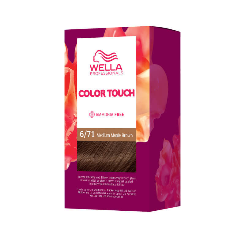 Kit de coloration Blond Foncé Marron Cendré Medium Maple Brown Color Touch Fresh-Up 6/71 Wella