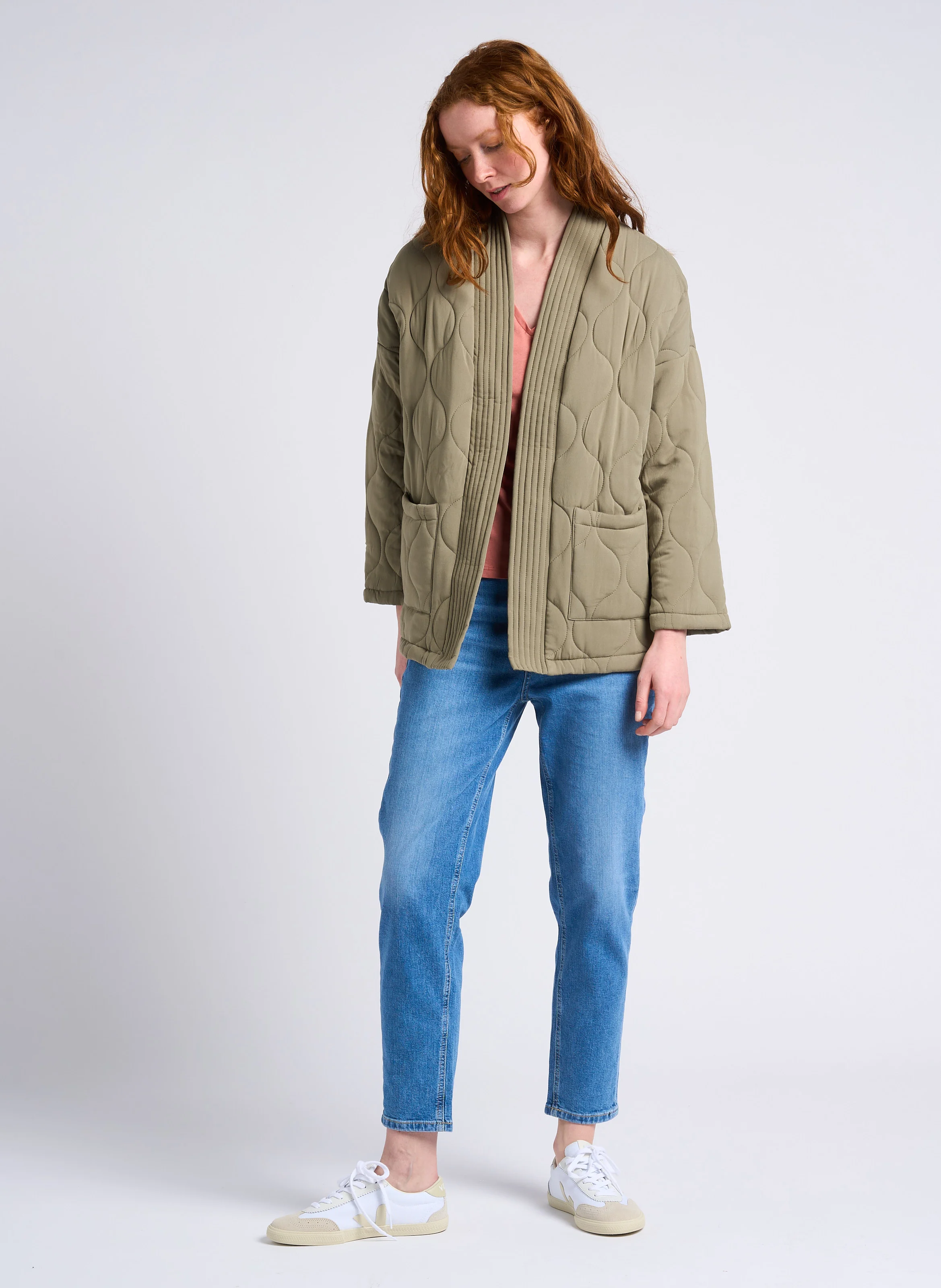 Jean mom-fit délavé taille haute en coton | Bleu