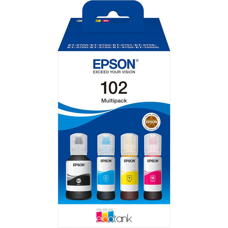 Pack  4 flacon encre 102 EPSON ecotank