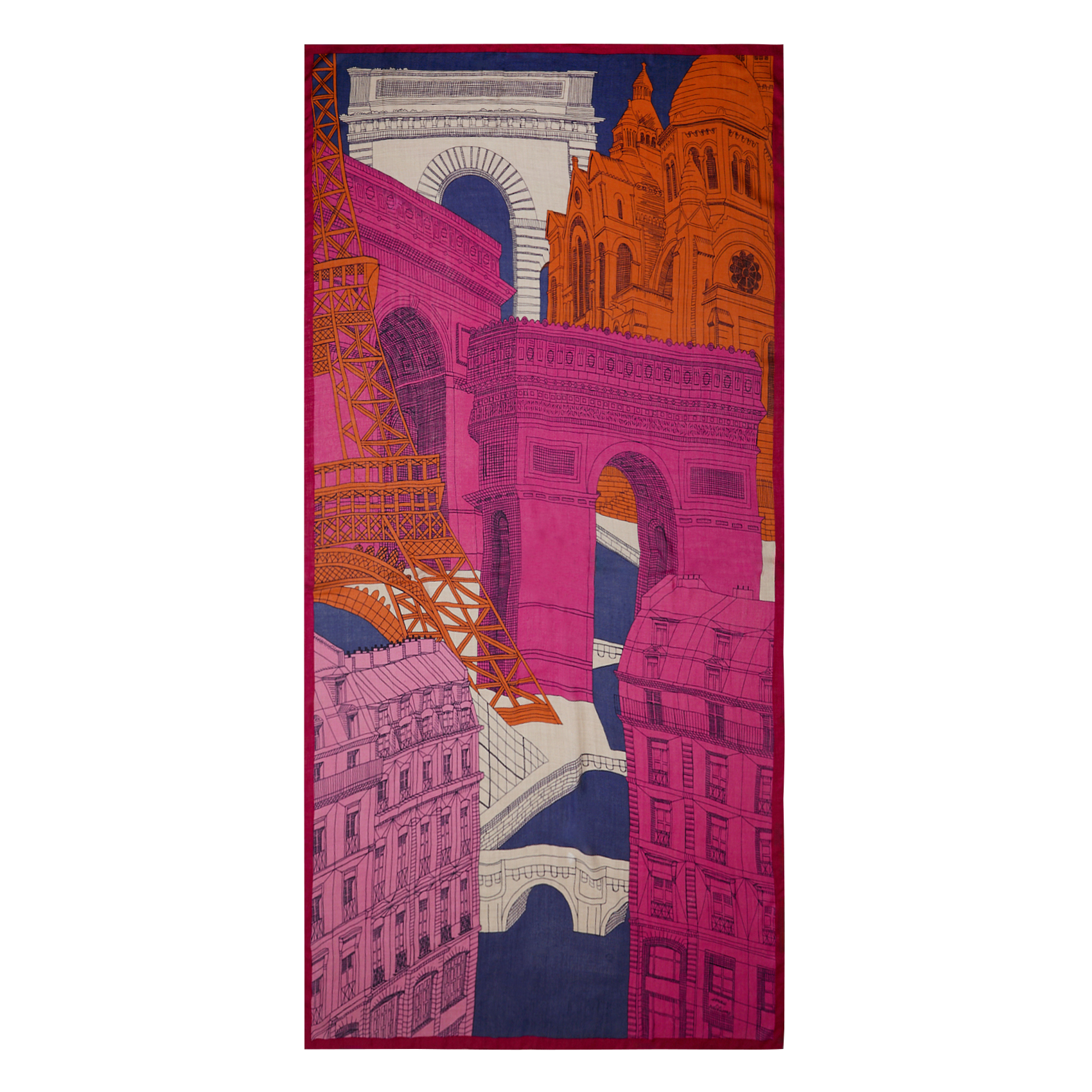 WOOL PARIS - Foulard en laine imprimé | Rose