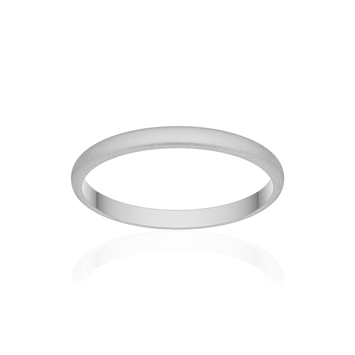 Alliance or 375 blanc sablé demi-jonc 2mm