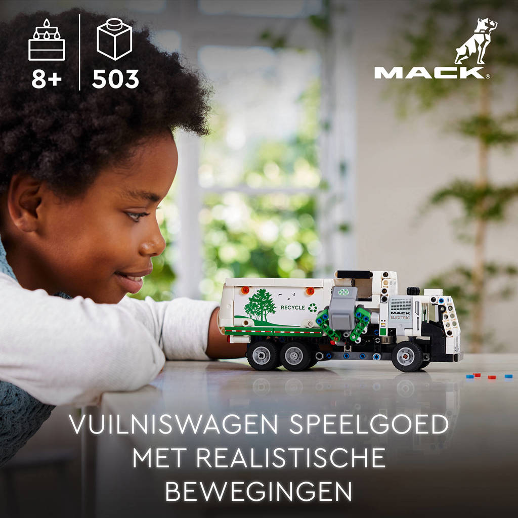 Lego blijft leukMack LR Electric vuilniswagen Speelgoed Vrachtwagen Voertuig Set 42167