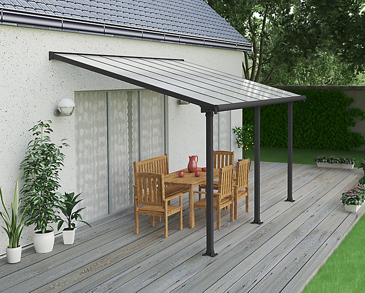 Pergola adossée Olympia 3 x 4,25m gris