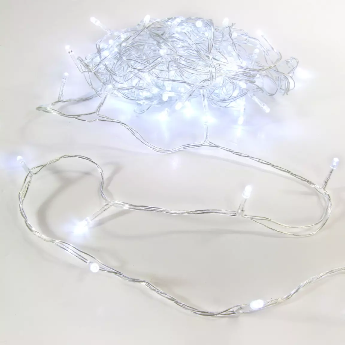 Guirlande lumineuse 50 m 500 LED câble transparent Timer Blanc froid