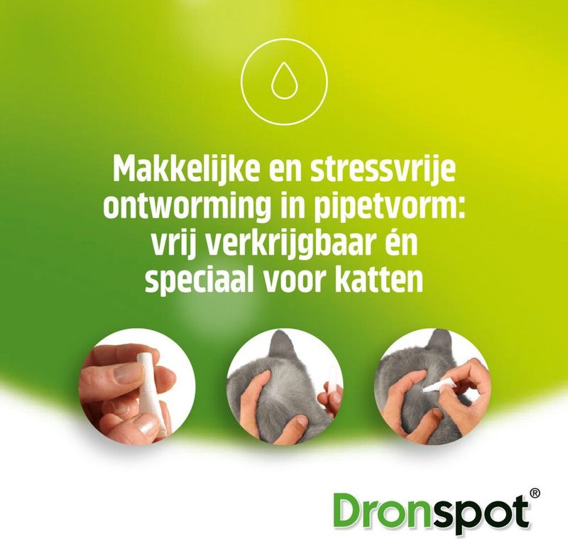 Dronspot Spot On Ontwormingsmiddel voor grote katten (5-8 kg) 2 pipetten