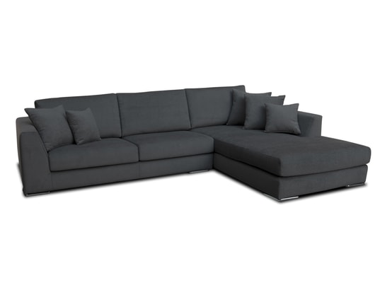 CITY - Canapé tissu Monaco méridienne droite tissu gris foncé