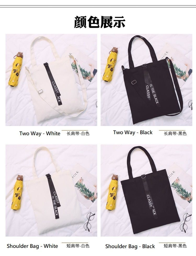 Minafox - Canvas Tote Bag met Letterband