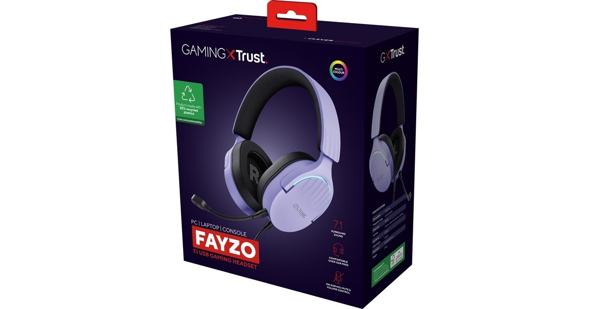 TrustGXT 490P Fayzo 7.1 USB gaming headset over-ear   (Paars, PC, PlayStation 4, PlayStation 5)