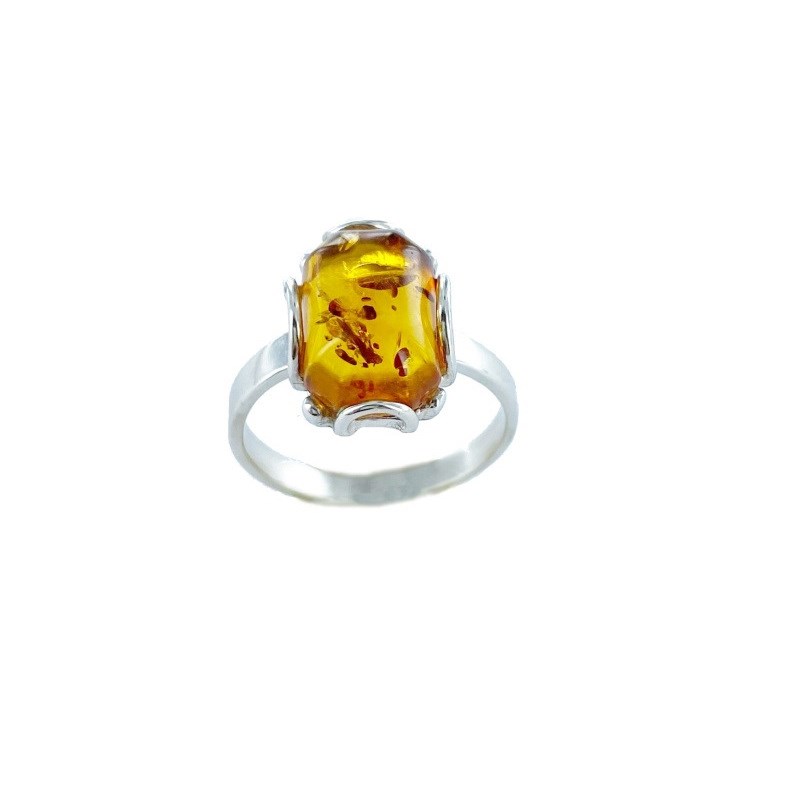 Bague argent 925 Ambre veritable de la mer Baltique