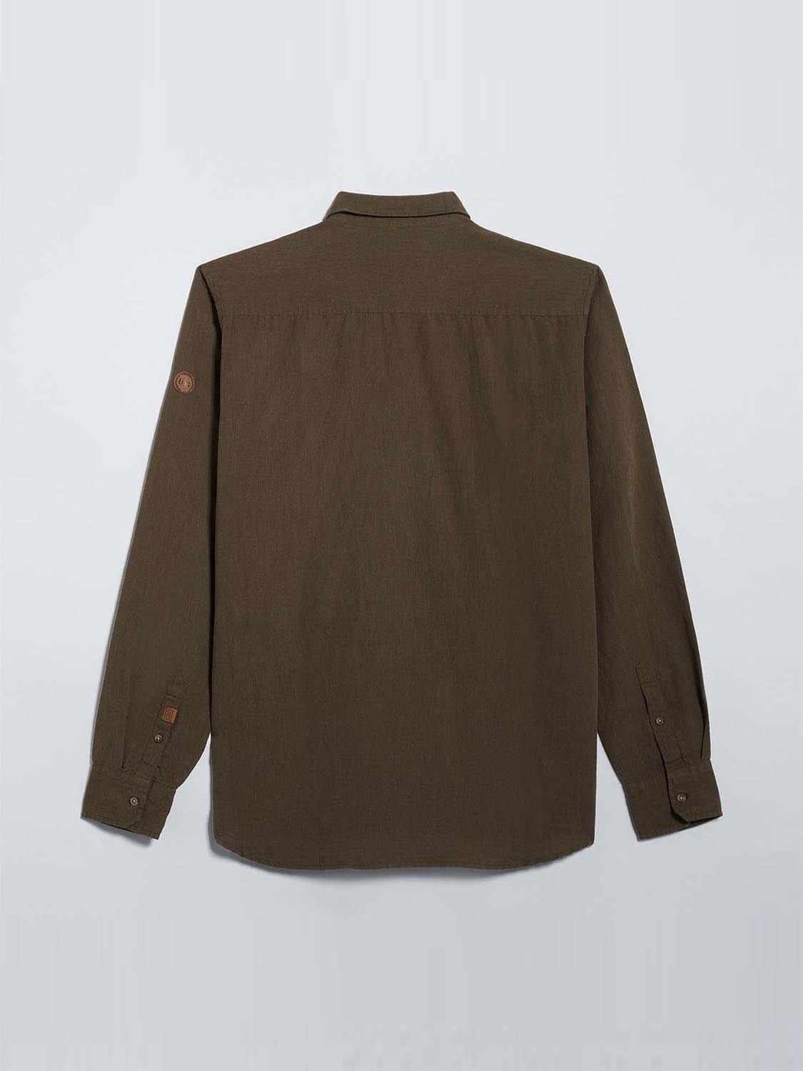 Chemise Homme Coton et Lin Kaki