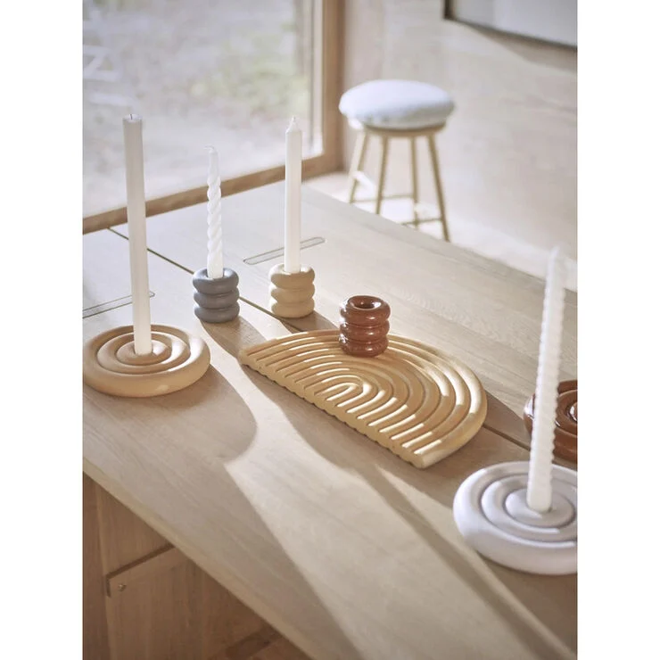 OYOY Living Design Savi Ceramic Candleholder - Low Beige