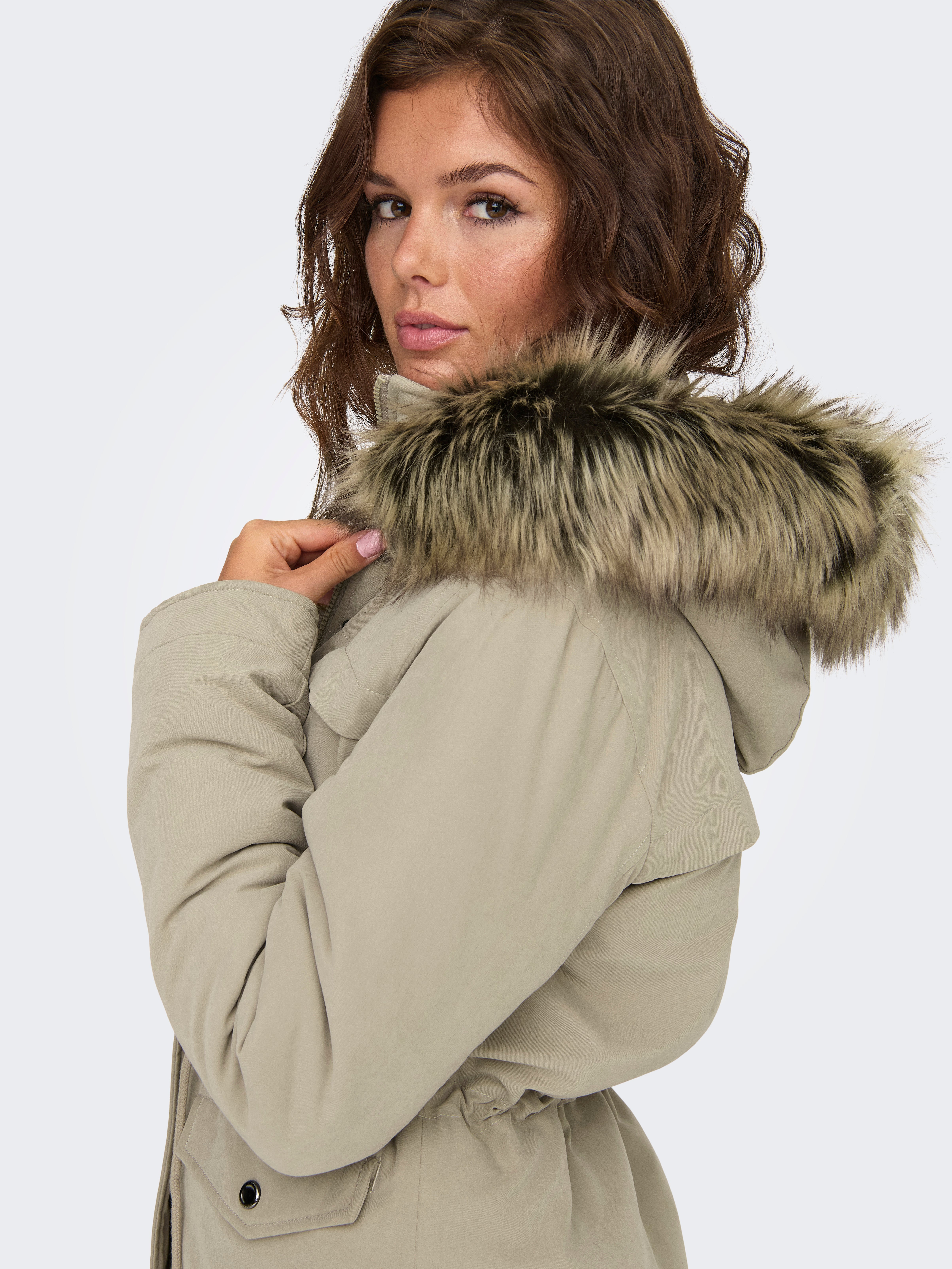ONLLINNEA Langer Parka Weathered Teak