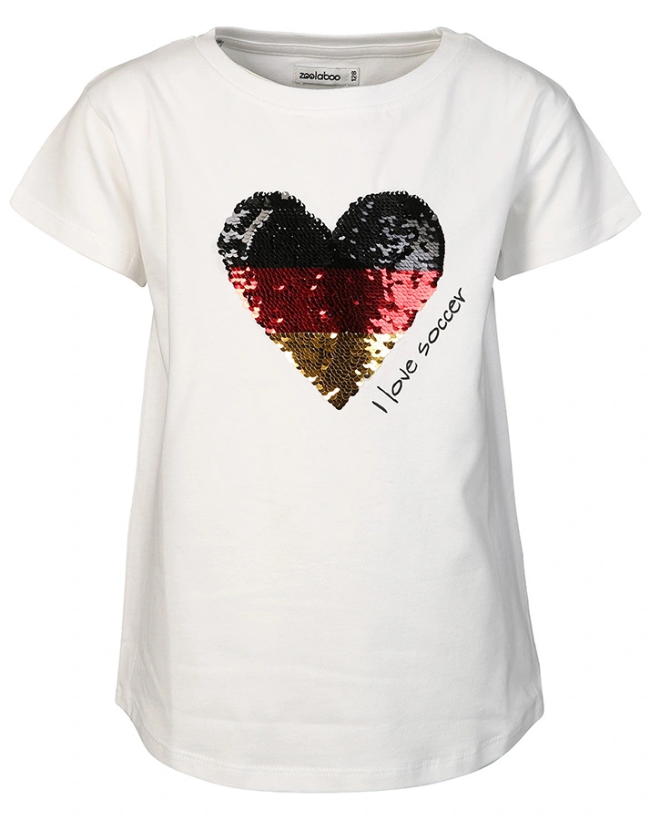 T-Shirt I LOVE SOCCER mit Wendepailletten in weiß