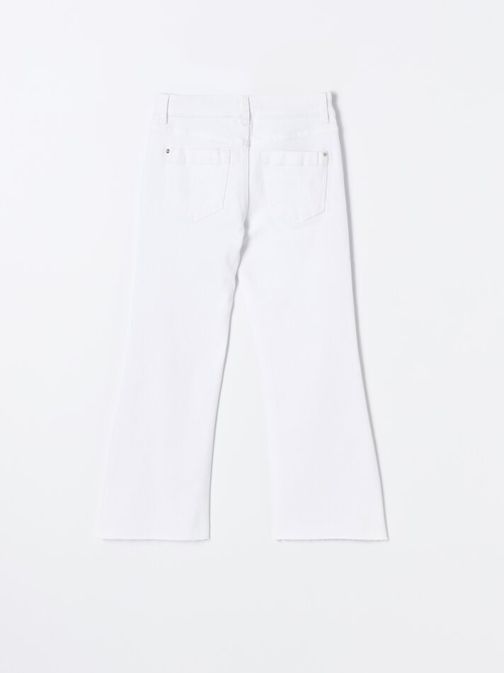 Calça jeans flare curta - Branca