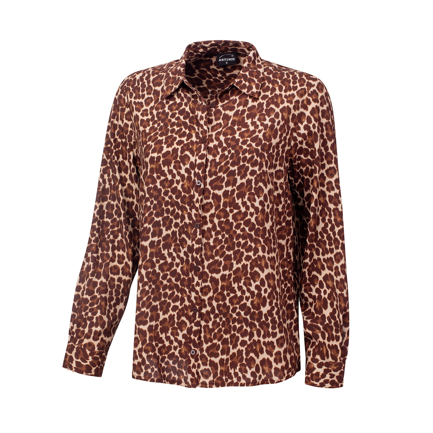 Langarmbluse Leopard Print mit Hemdkragen
