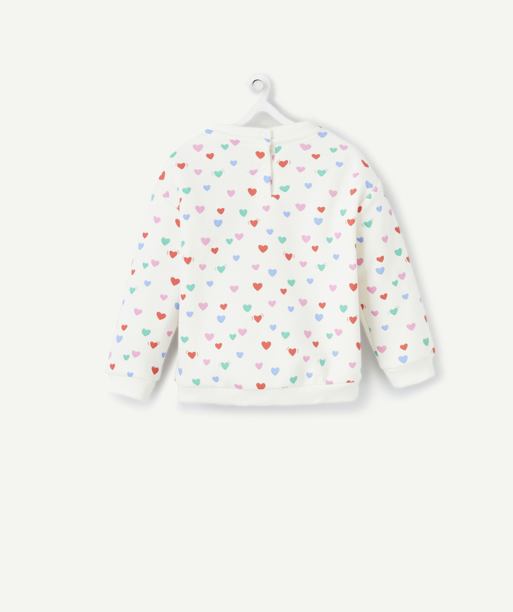SWEAT BÉBÉ FILLE EN FIBRES RECYCLÉES AVEC IMPRIMÉ COEURS COLORÉS