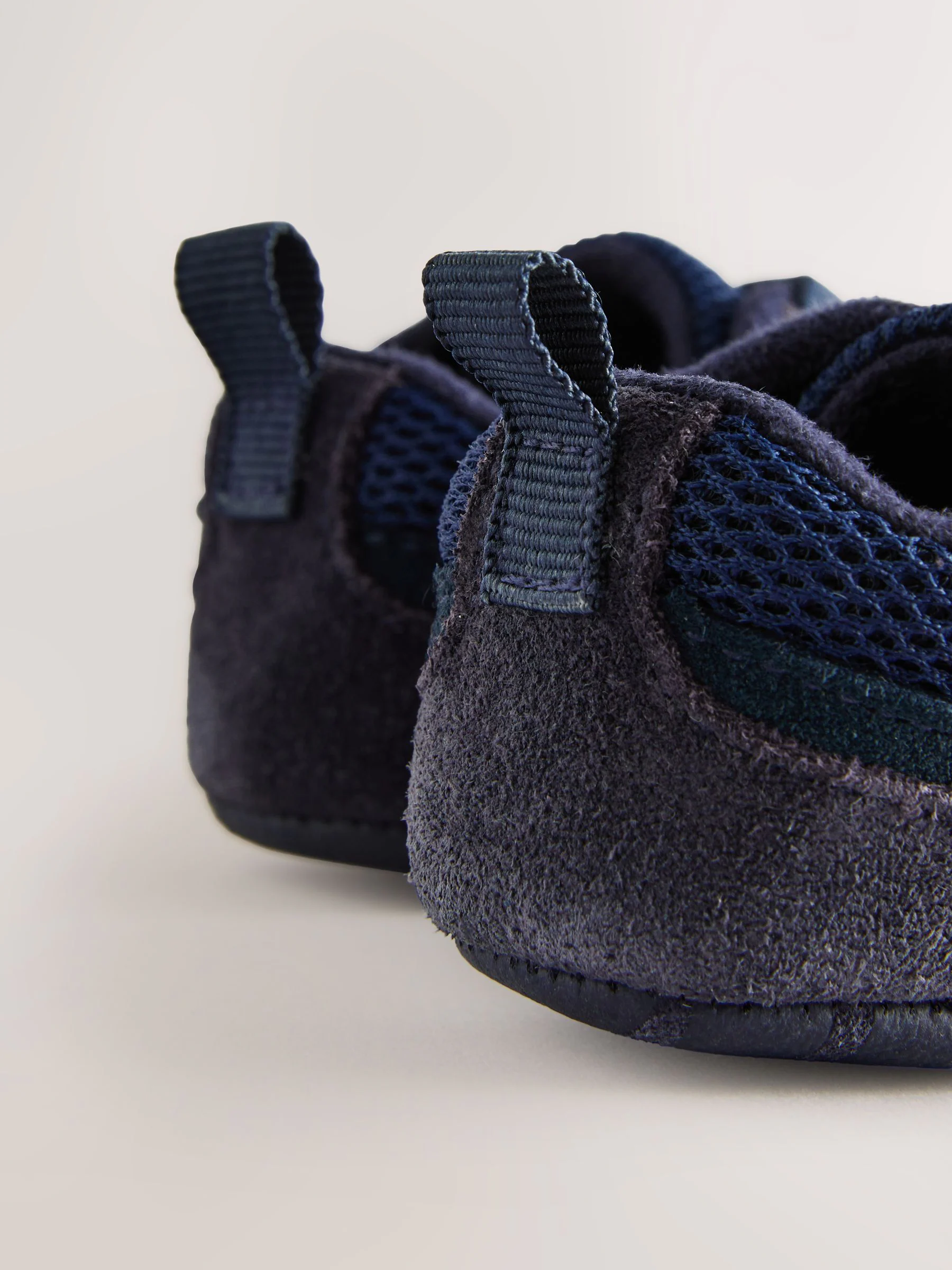 Marineblauw - Baby Elastic Lace Slip-Ons Trainers (0-2mths)