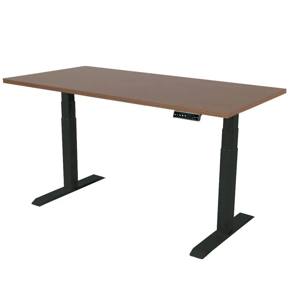 Elektrisch verstelbaar bureau - 160x80 cm - Dual motor - Zwart / Donker eiken