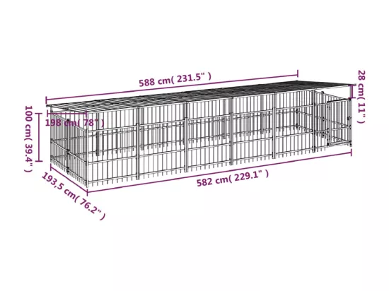 Chenil cage enclos pac noire 588 x 198 x 128 cm 02_0041734