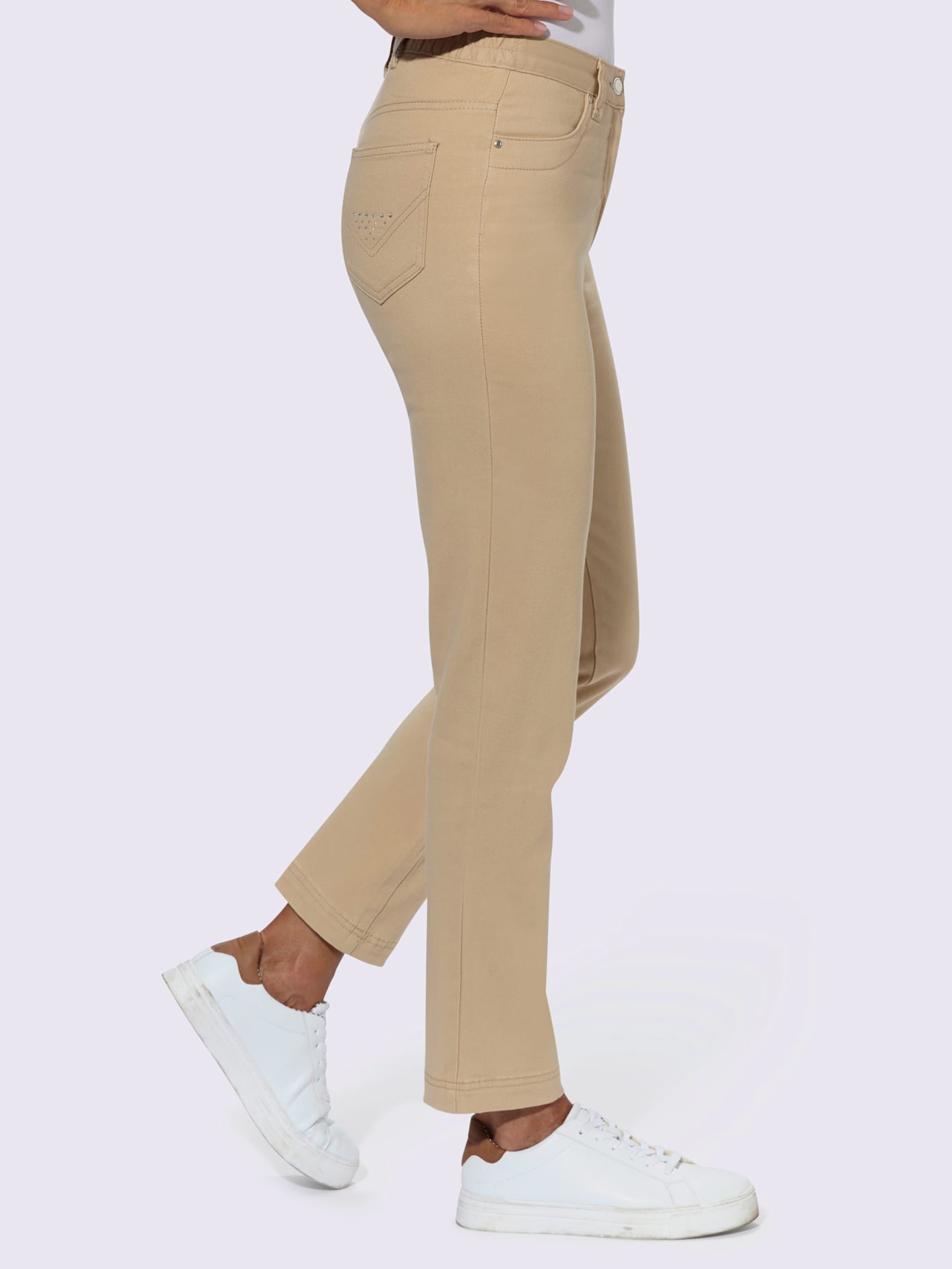 Jean coupe droite avec ceinture élastique au dos
