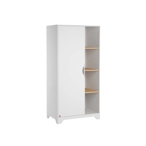 Chambre TRIO Lit 70x140 Commode Armoire LEAF Blanc/Bois - VOX