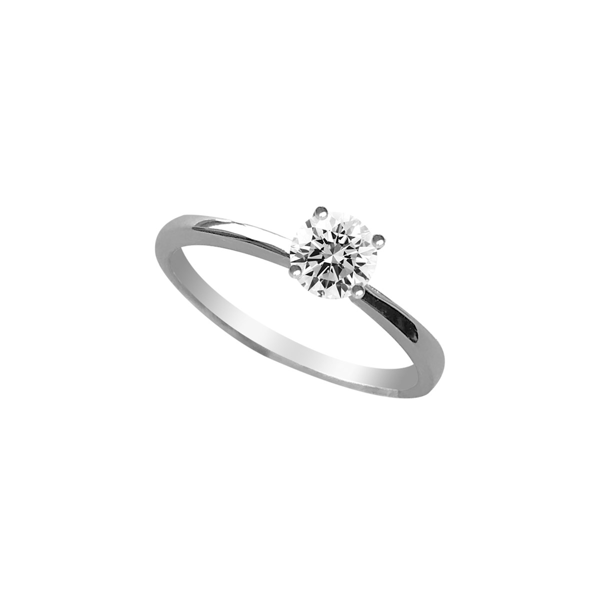 Bague solitaire argent 925 rhodié et oxyde de zirconium