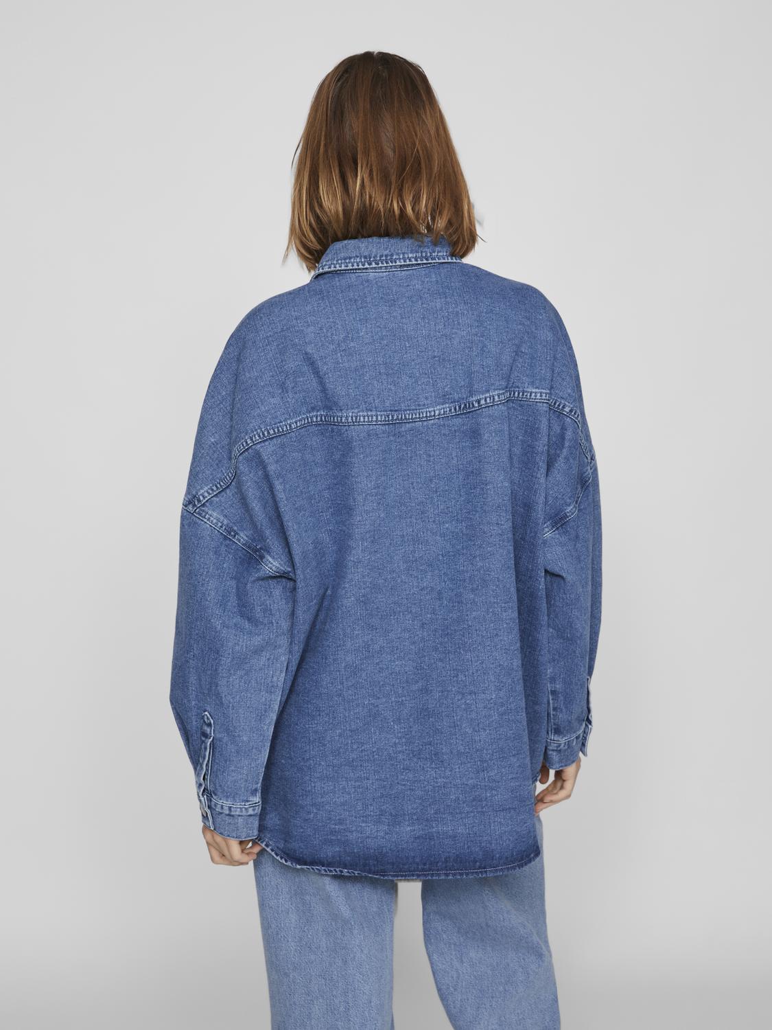 Vila  Vimalou Oversized denimskjorte - Medium Blue Denim