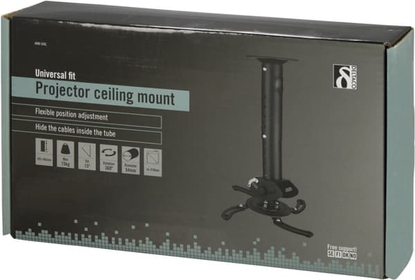 DELTACO, Universal projector mount adj height,15 KG, 360 Swivel, black