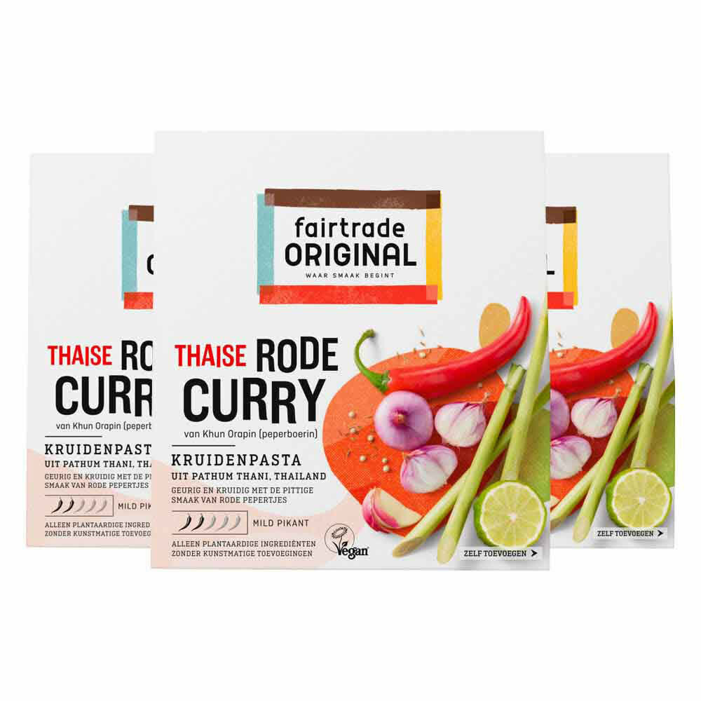 3x Fairtrade Original Kruidenpasta Rode Curry70 gr