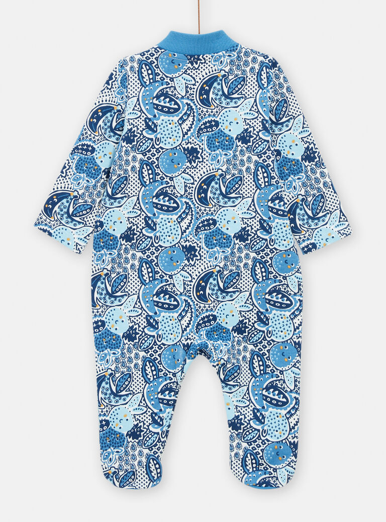 Grenouillère imprimé cachemire bleu pour bébé garçon