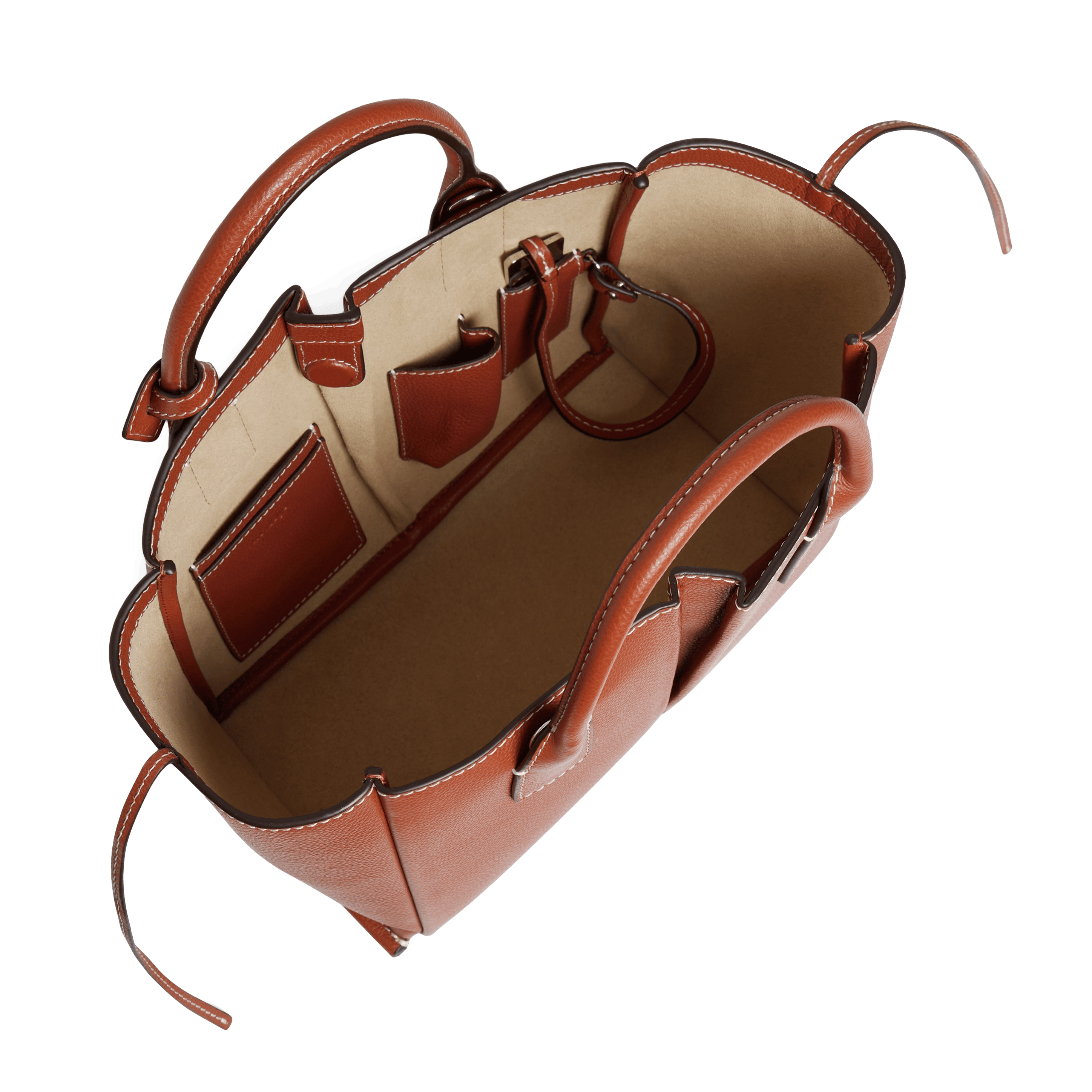 ELENA - Petit sac cabas en cuir de vachette | Marron