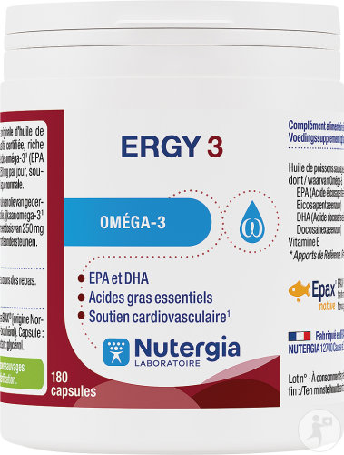 Nutergia Ergy 3 Complément Alimentaire Système Cardiovasculaire 180 Gélules