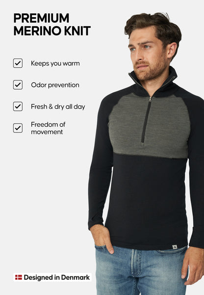 MERINOULD BASELAYER HALF-ZIP BLUSE TIL MÆND