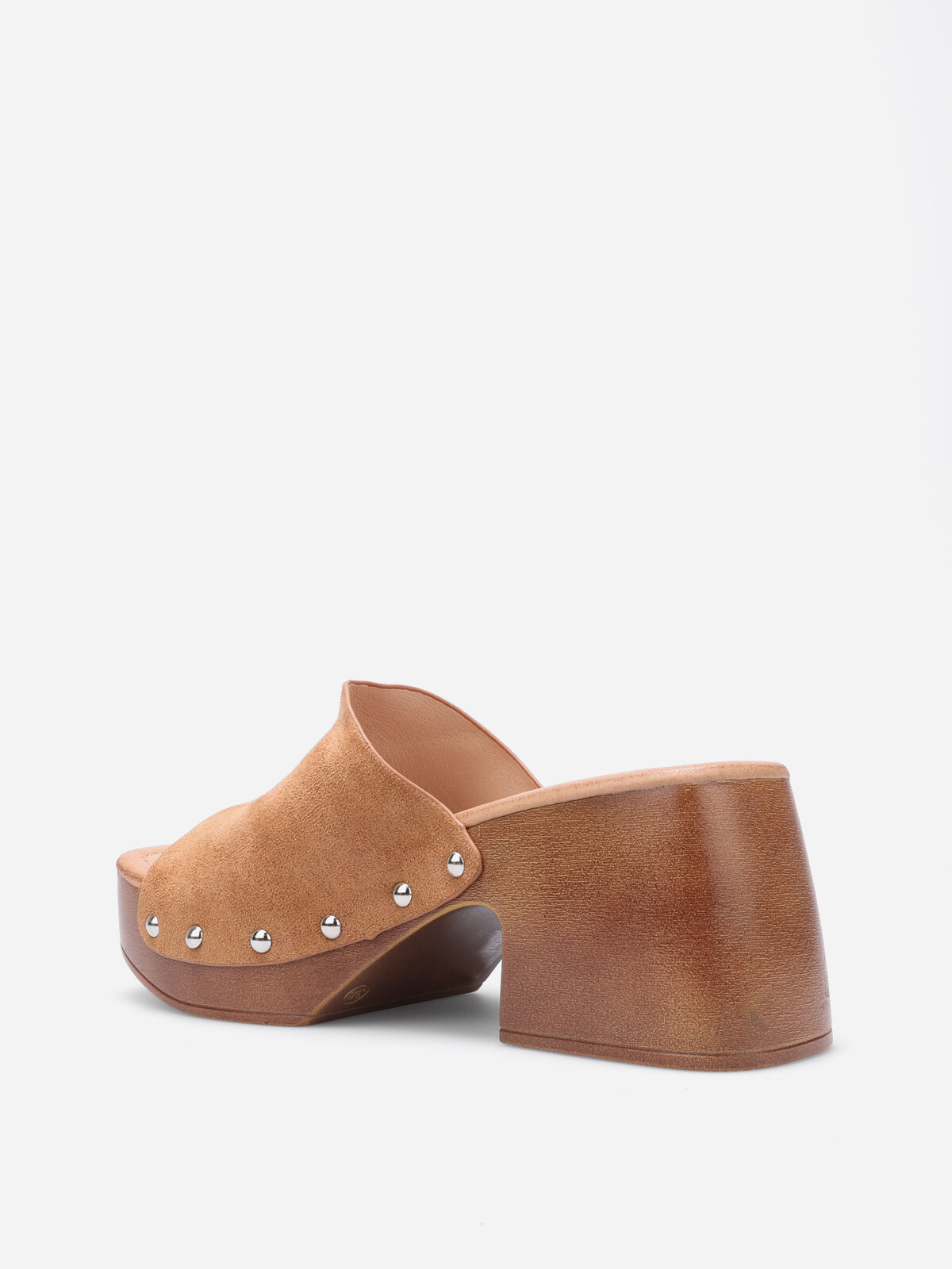 Mules sabots cloutées à plateforme- Camel
