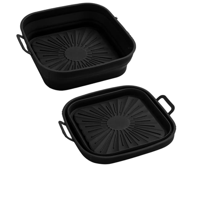 Sammenklappelig firkantet Air Fryer silikoneform 17,5 cm Grå