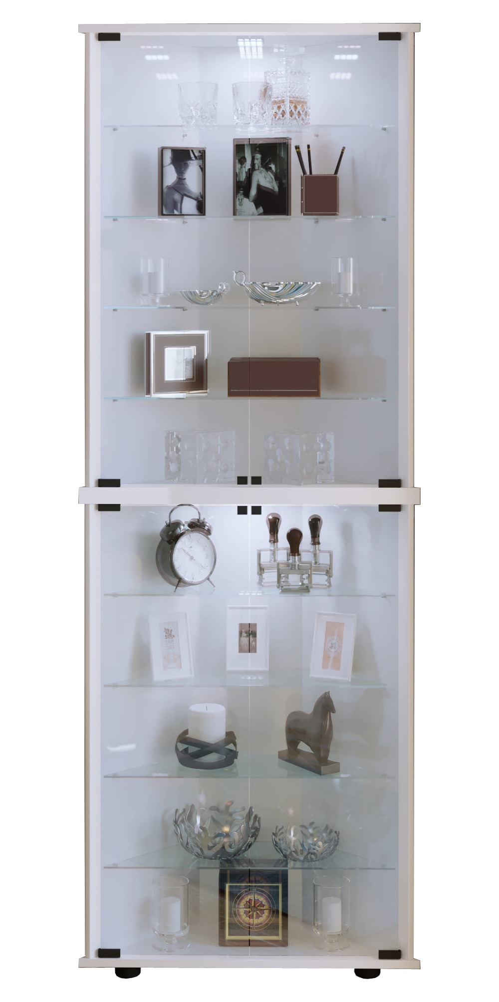 VCM Holz Glas Vitrine Sammelvitrine Glasvitrine Eckvitrine Standvitrine Vecko XL