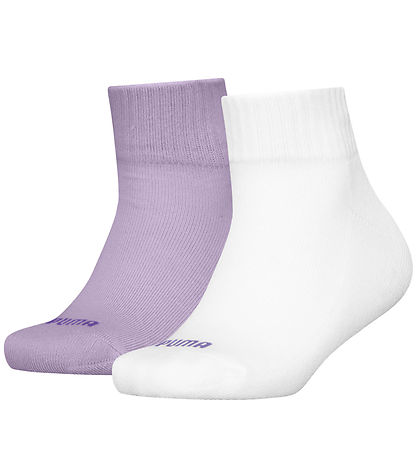Puma Sneaker-Socken - 2er-Pack - Kids Viertel - Lila/Weiß m. Her