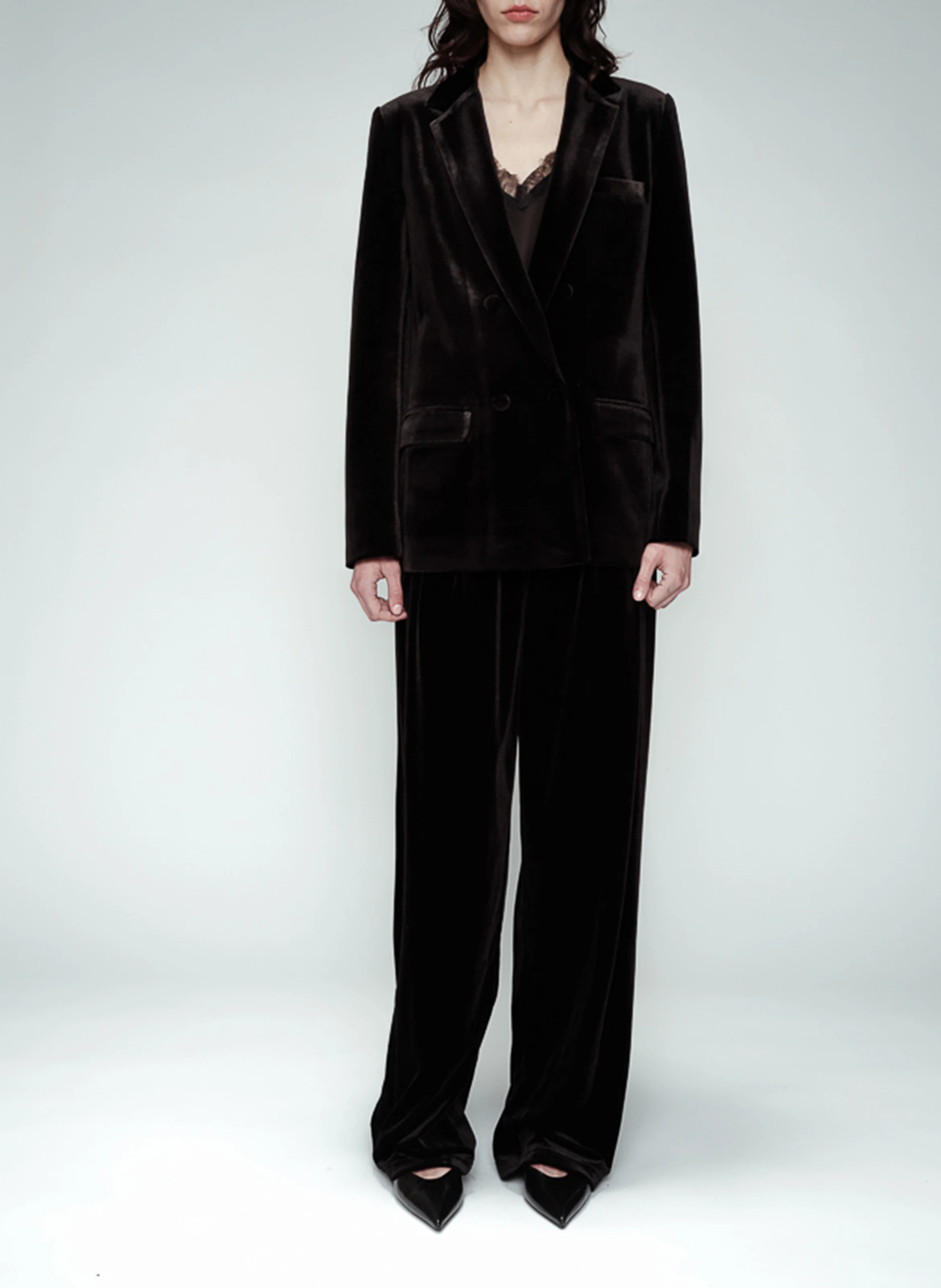 ODILE - Veste tailleur aspect velours | Noir