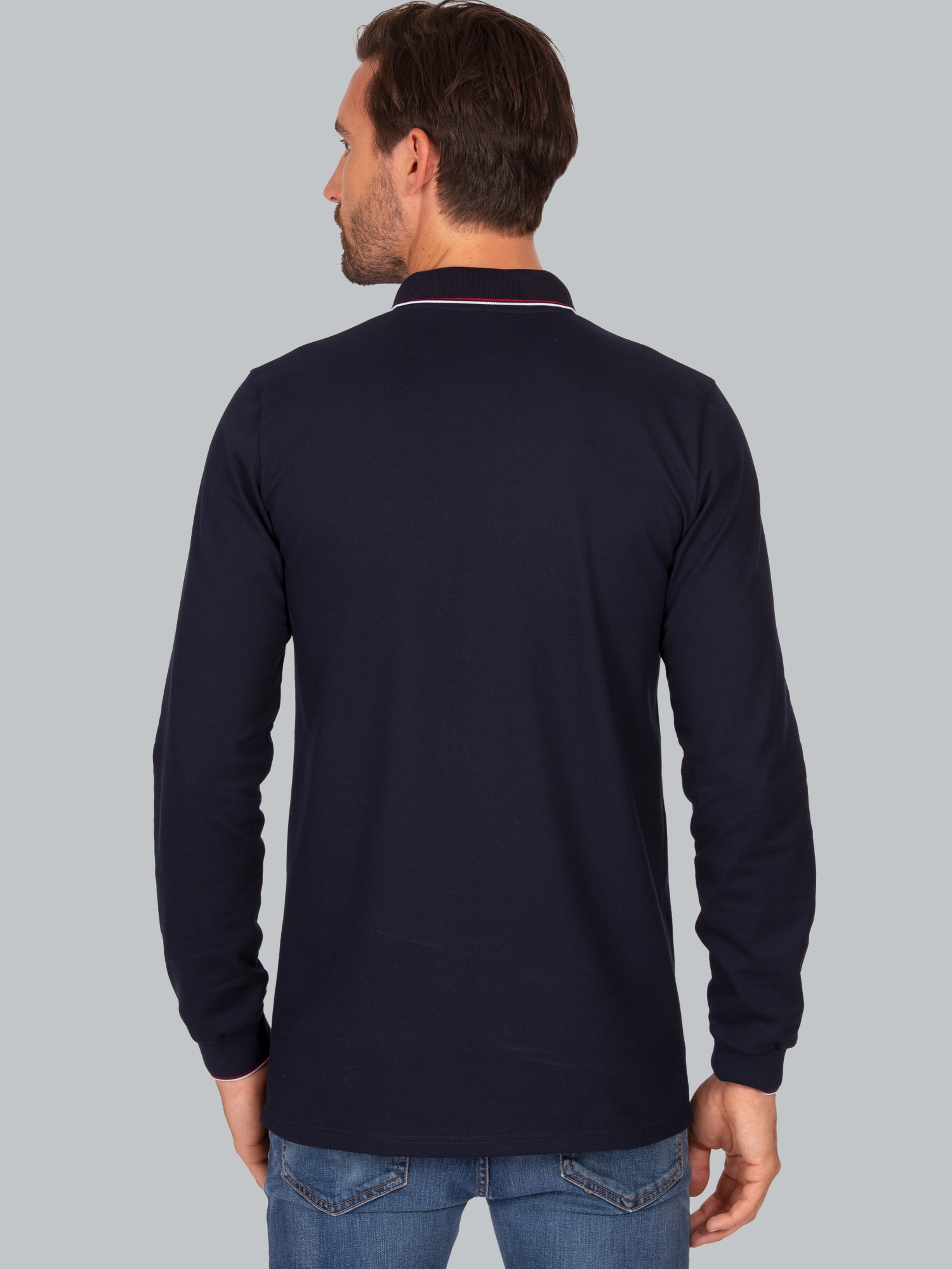 Modisches Poloshirt mit langen Armen Navy