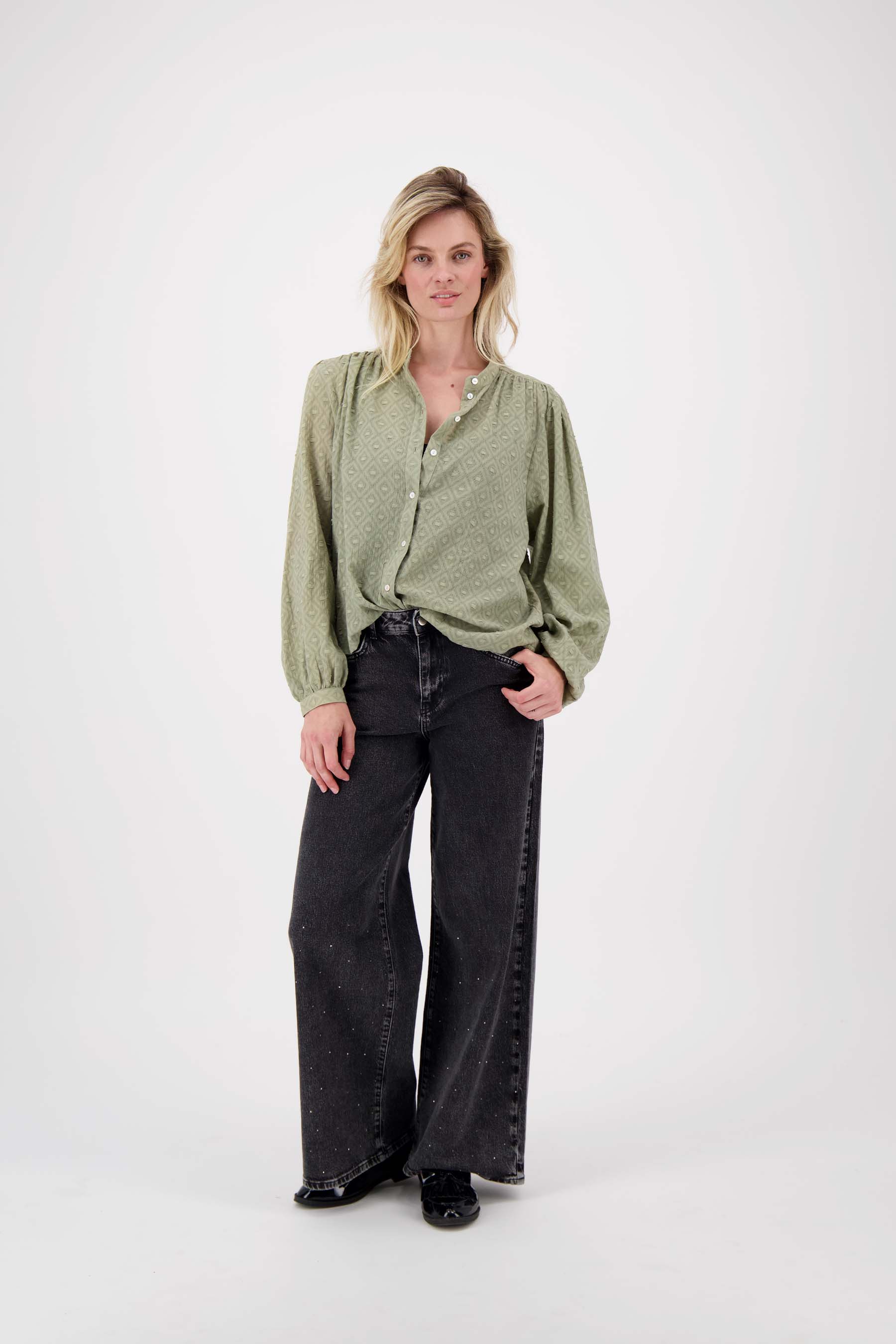 blouse in structuur lange mouw