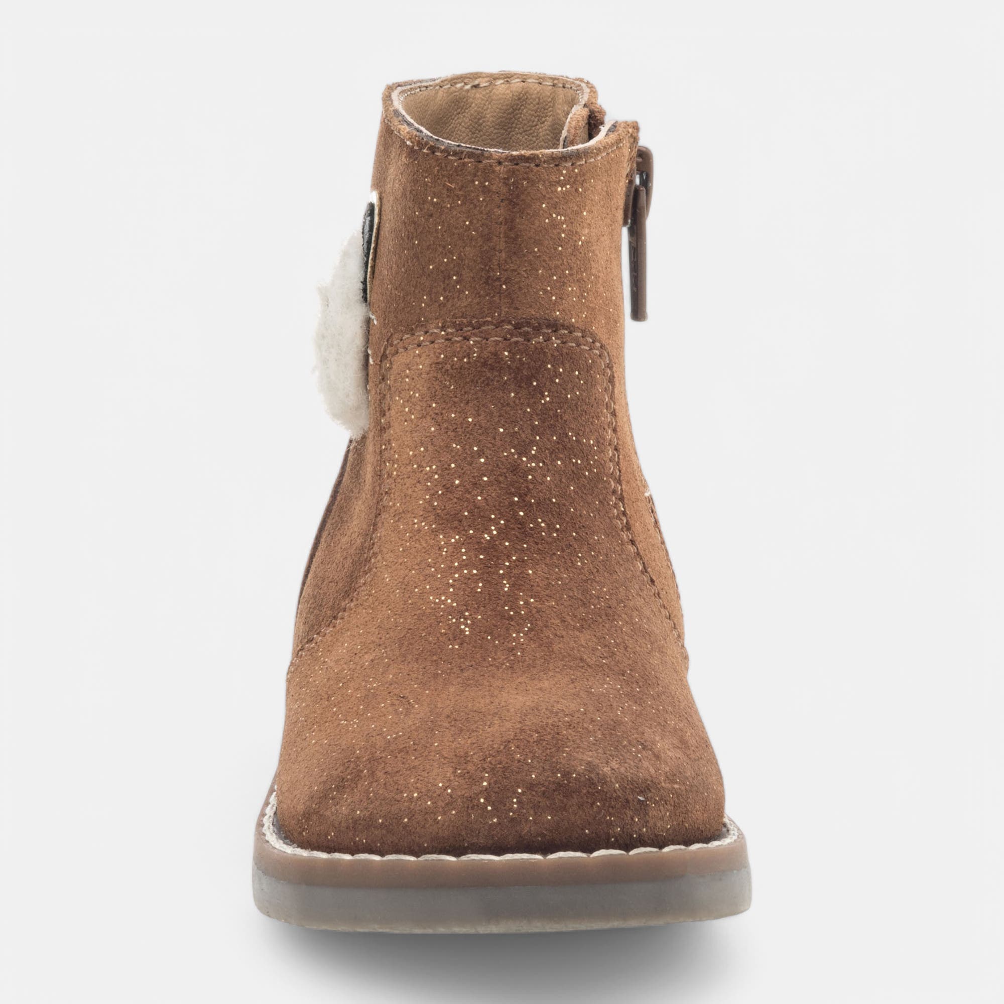 Bottines Fille en cuir cognac