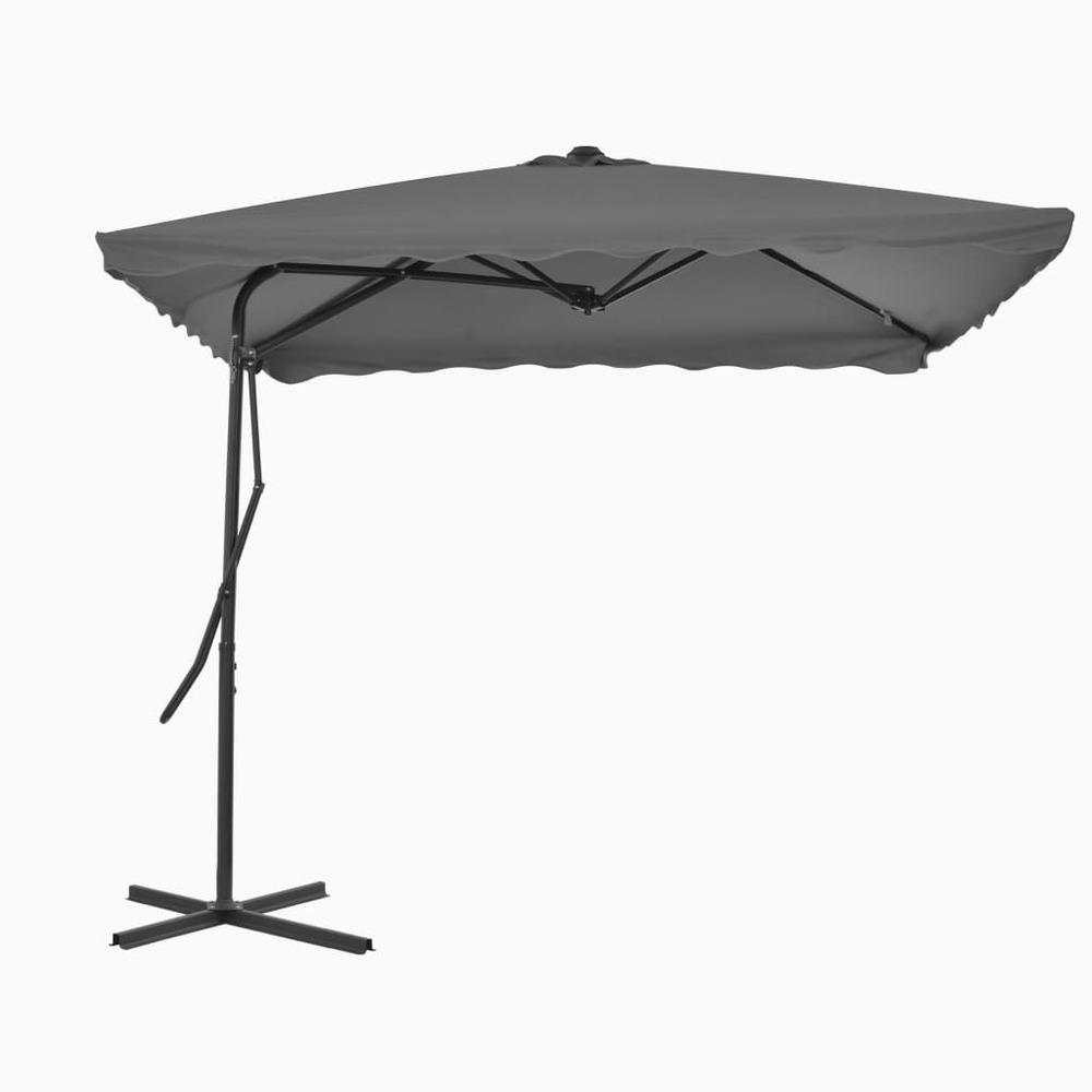 Parasol d'extérieur avec mât en acier 250 x 250 cm anthracite
