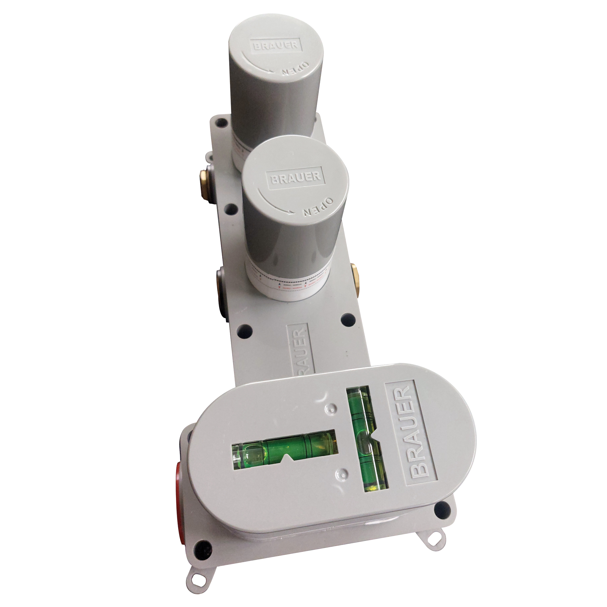Brauer Brushed Carving inbouwthermostaat en 2 stopkranen RVS geborsteld PVD