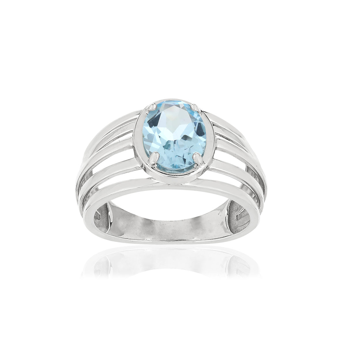 Bague or blanc 375, 1 Topaze bleue 1,75 carat.