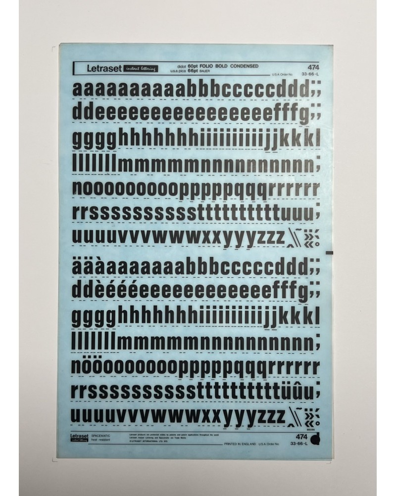 Letraset 474 - FOLIO BOLD CONDENSED - 60/66pt