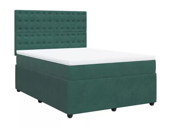 Sommier à lattes de lit et matelas Vert foncé 140x190cm Velours