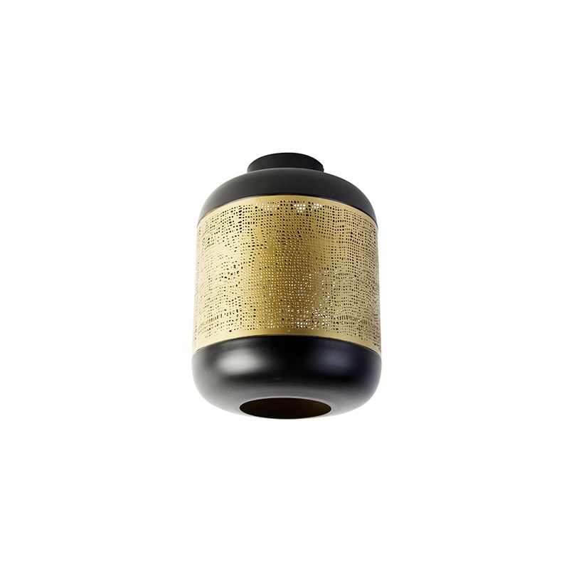 Vintage plafondlamp zwart met messing - Kayleigh