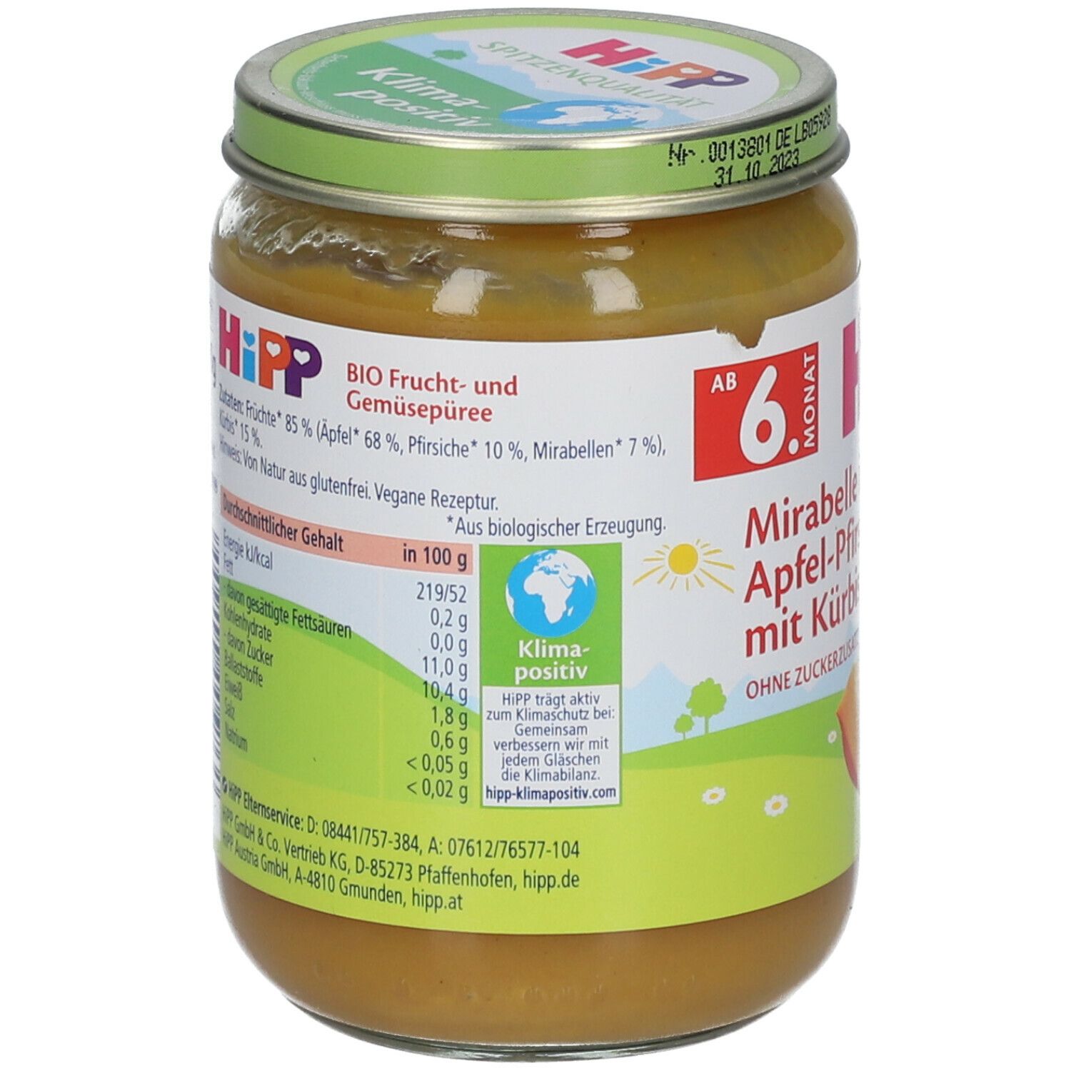 HiPP Mirabelle in Apfel-Pfirsich mit Kürbis ab dem 6. Monat