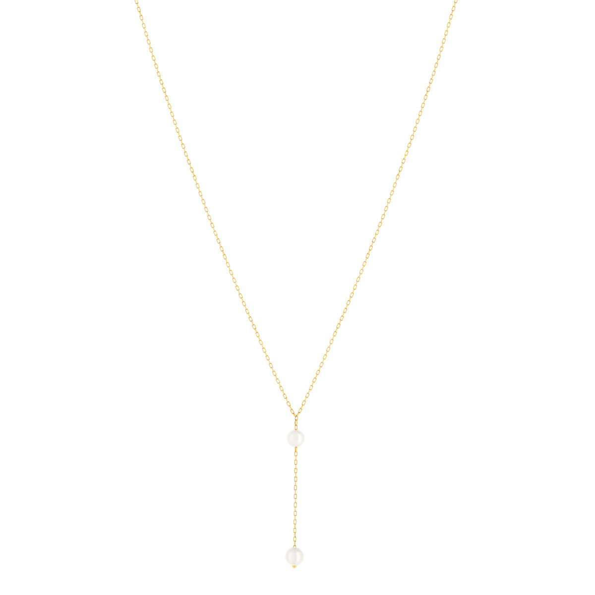 Collier or jaune 375, 2 perles de culture de Chine. Longueur 40 cm.