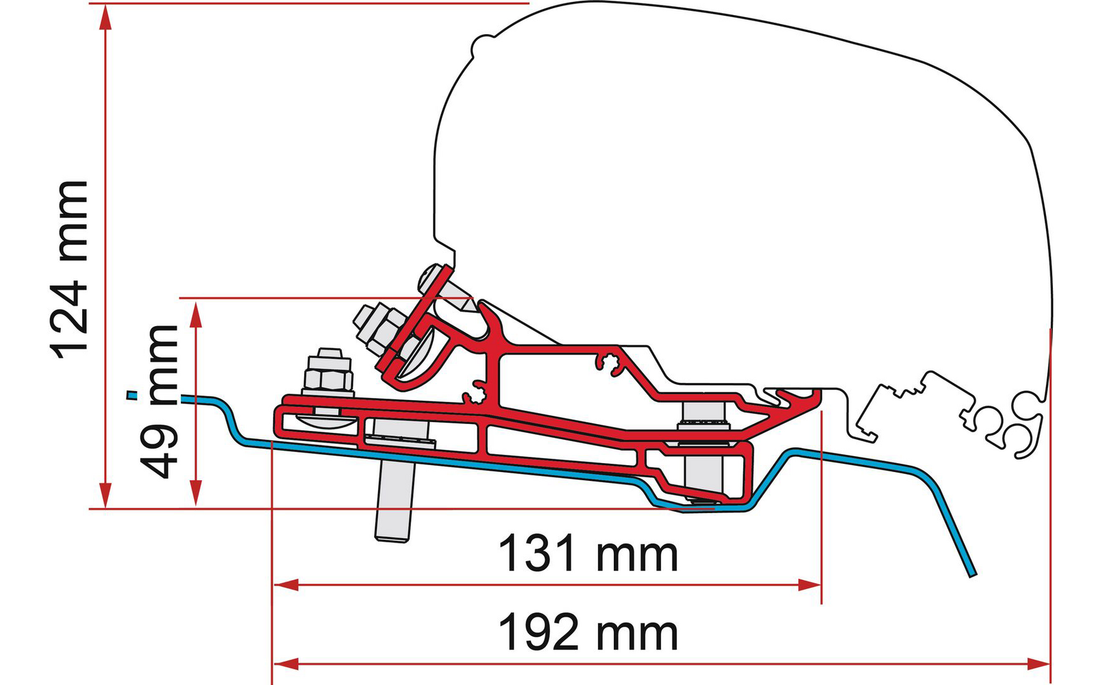 Fiamma Adapter Ford Transit L3 H3 für F80 Markisen